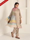 Ashen Beige Pure Wool Hand-Embroidered Stitched Suit Set