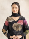 Black Crepe Printed & Hand-Embroidered Unstitched Suit Set