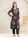 Black Crepe Printed & Hand-Embroidered Unstitched Suit Set