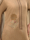 Beige Printed Cottswool Embroidered Unstitched Suit Set with Shawl