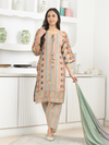 Coral Peach Soft Muslin Printed Unstitched Suit Set