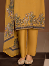 Mustard Organza Printed Aari-Embroidered Unstitched Suit Set