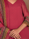 Bliss Pink Organza Printed Aari-Embroidered Unstitched Suit Set