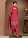 Bliss Pink Organza Printed Aari-Embroidered Unstitched Suit Set