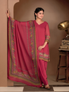 Bliss Pink Organza Printed Aari-Embroidered Unstitched Suit Set