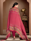 Bliss Pink Organza Printed Aari-Embroidered Unstitched Suit Set