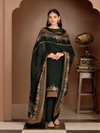 Dark Forest Green Organza Printed Aari-Embroidered Unstitched Suit Set