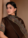 Mocha Organza Printed Aari-Embroidered Unstitched Suit Set