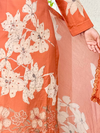 Tangerine Printed Cottswool Hand-Embroidered Unstitched Suit Set