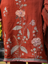 Rust Organza Printed Hand-Embroidered Unstitched Suit Set