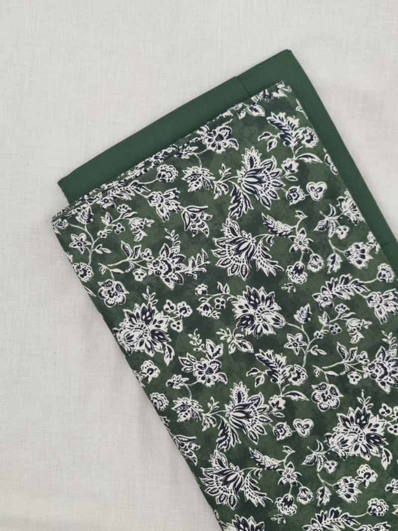 Dark Green Cottswool Matching Printed 2-Piece Suit Set