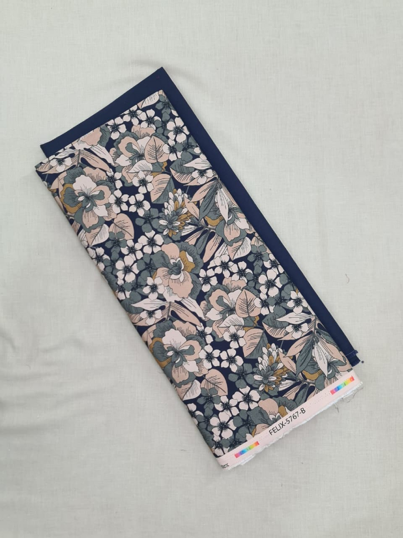 Royal Blue Cottswool Matching Printed 2-Piece Suit Set