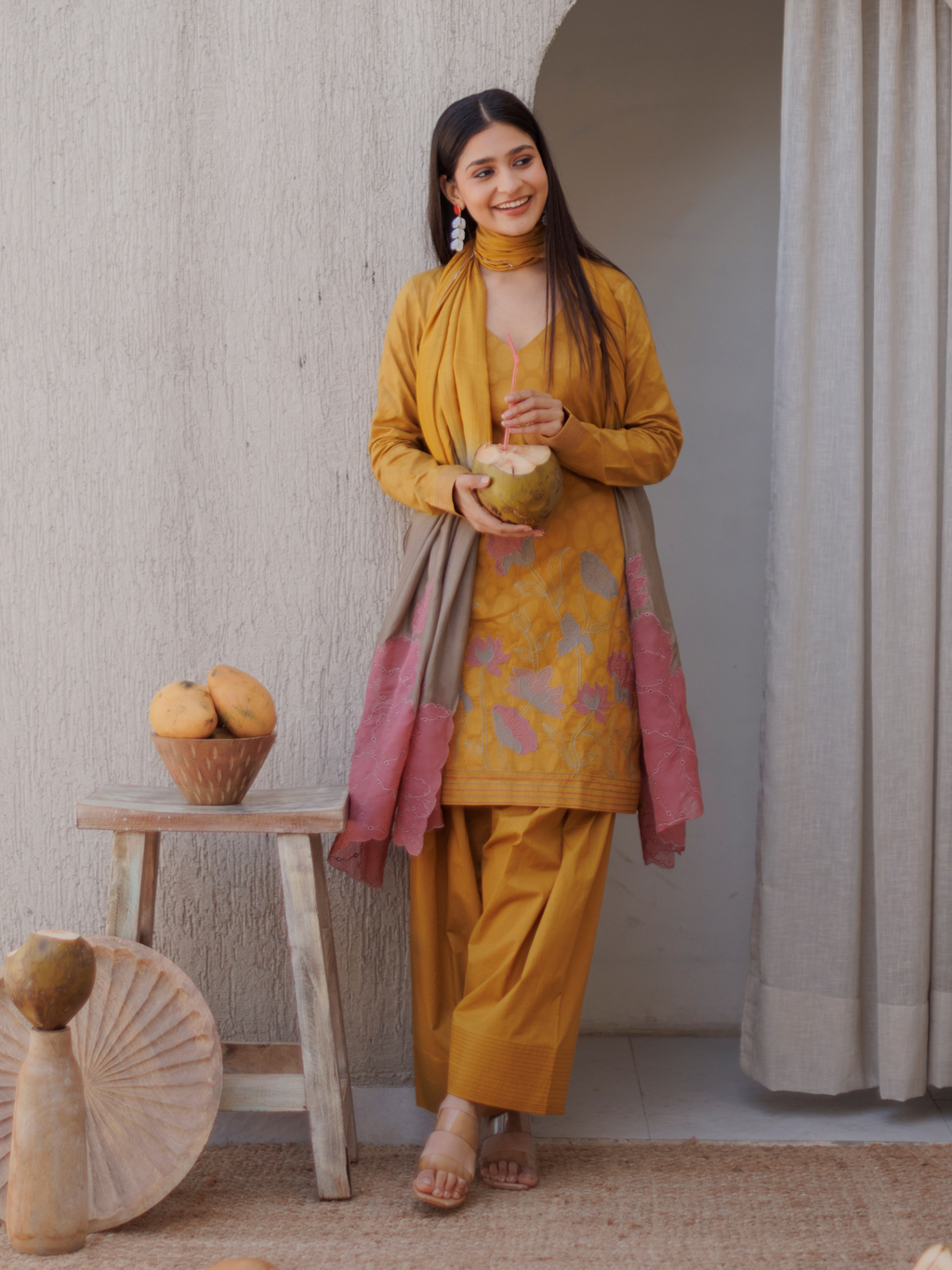 Textured Cotton Multihead Patchwork Unstitched Suit Set