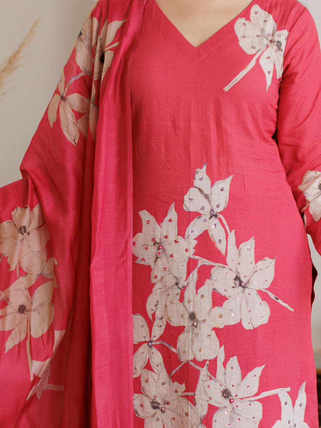 Cotton Printed Embroidered Unstitched Suit Set