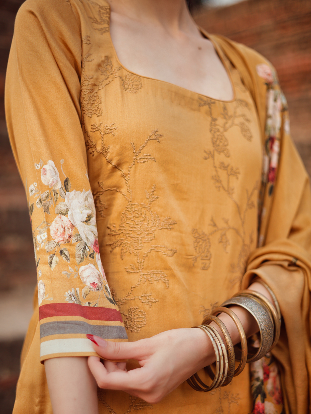 Muslin Printed Embroidered Unstitched Suit Set