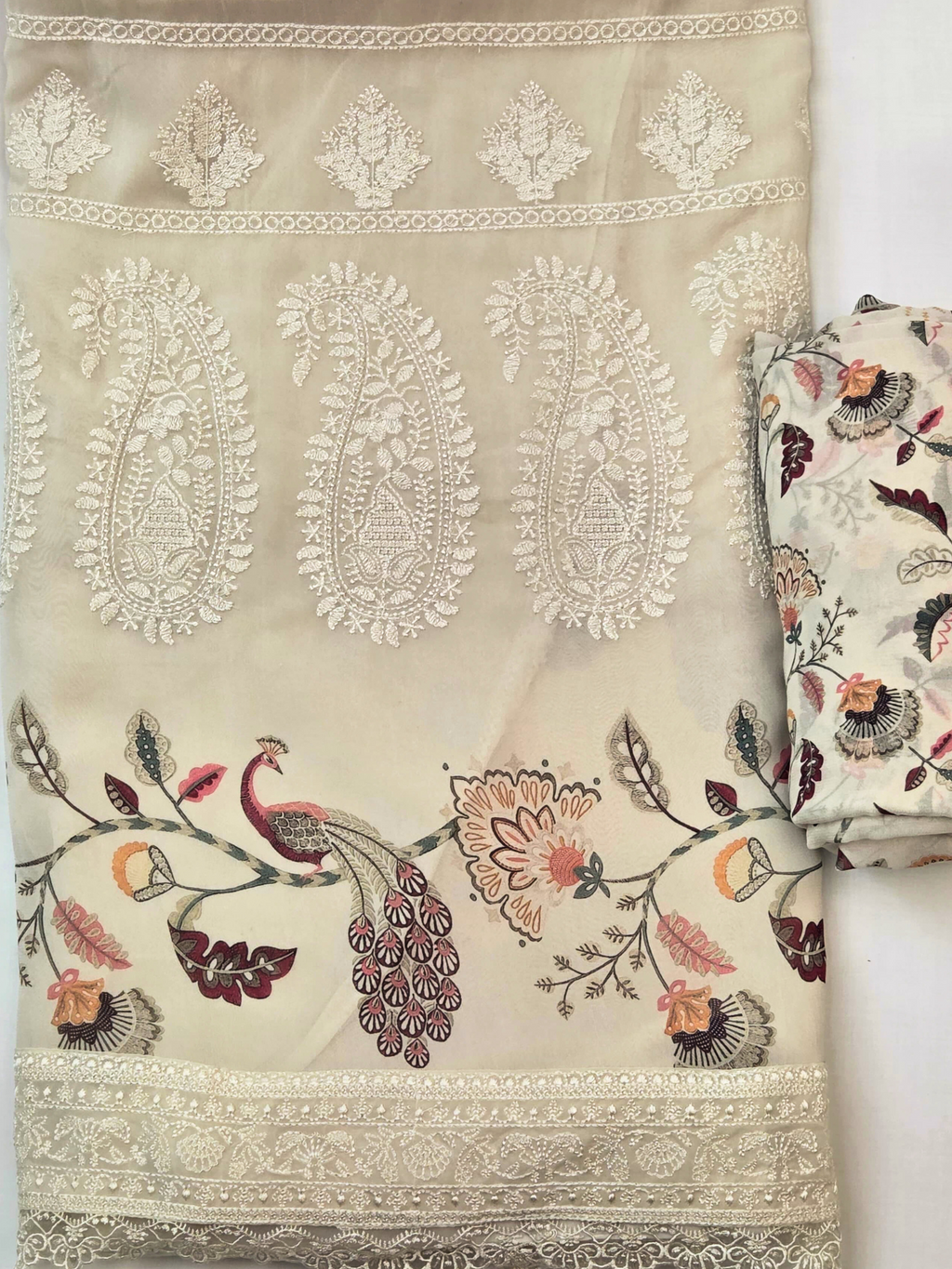 Georgette Printed Embroidered Unstitched Suit Set
