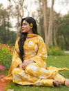 Yellow All-Over Unstitched Suit 2 Pc set