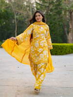 Yellow All-Over Unstitched Suit 2 Pc set