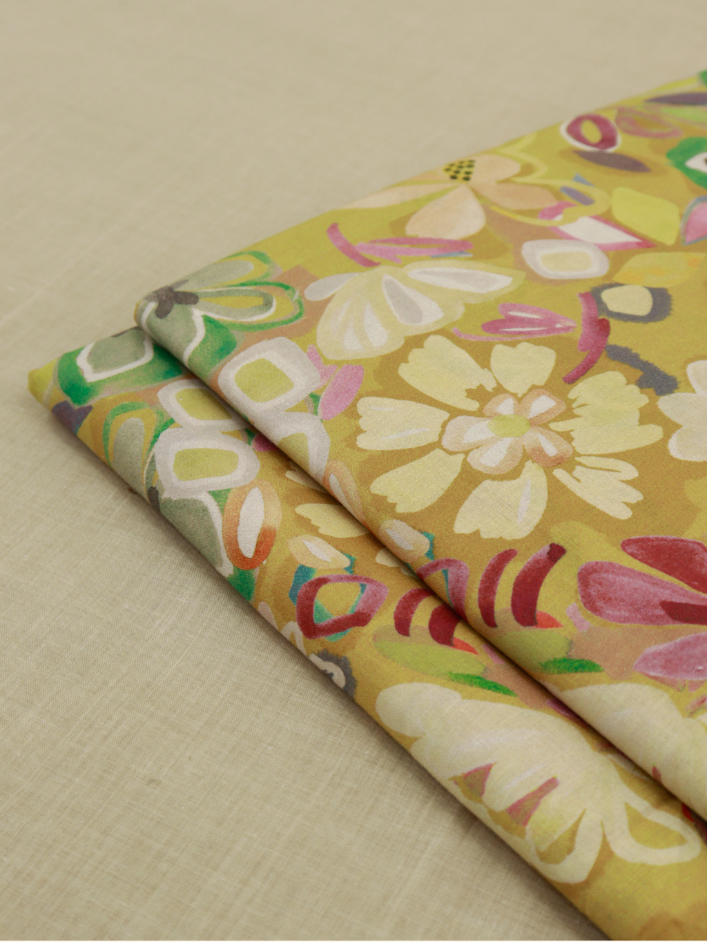 Yellow All-Over Printed Unstitched Suit 2 Pc set