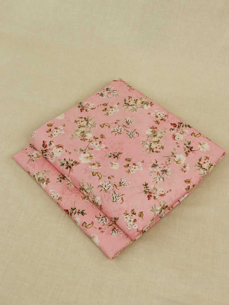 Pastel Pink All-Over Printed Unstitched Suit 2 Pc Set