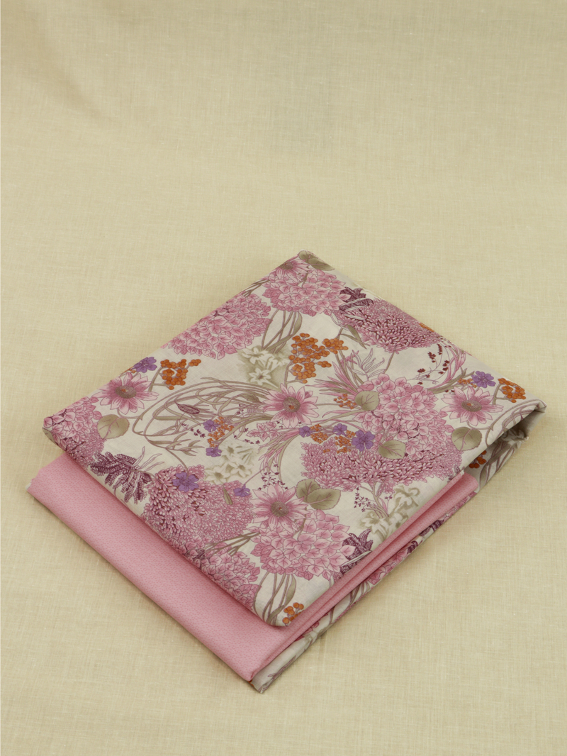 Pastel Pink Matching Printed Unstitched Suit 2 Pc Set