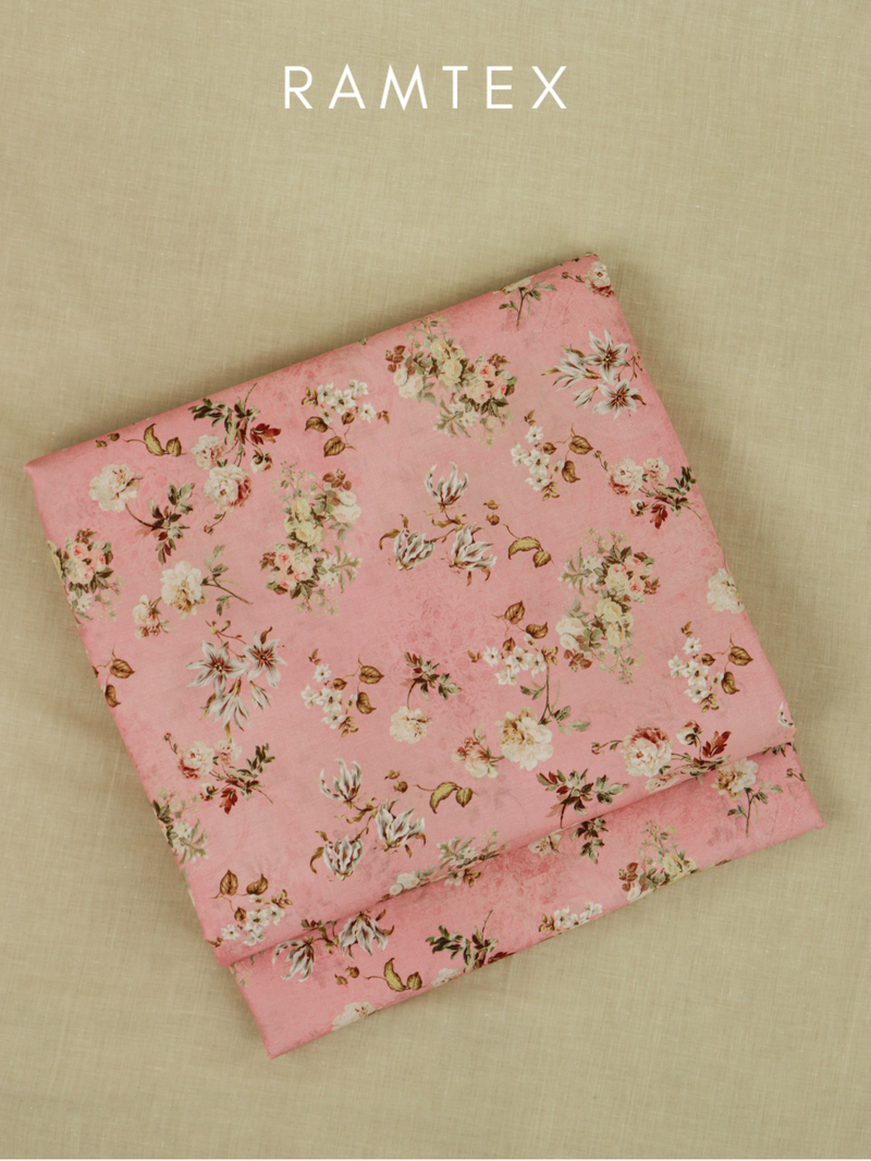 Pastel Pink All-Over Printed Unstitched Suit 2 Pc Set