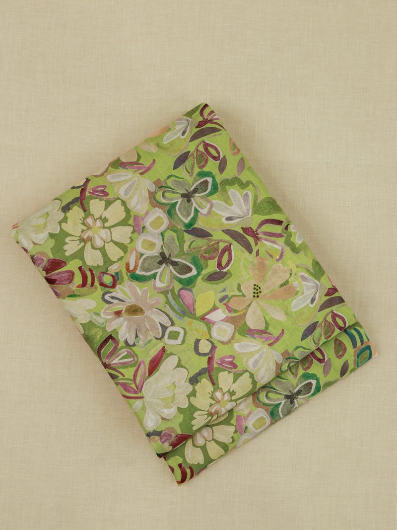 Lime Green All-Over Printed Unstitched Suit 2 Pc set