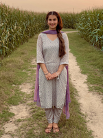 Lavender All-Over Unstitched Suit 2 Pc Set