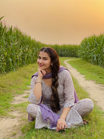 Lavender All-Over Unstitched Suit 2 Pc Set