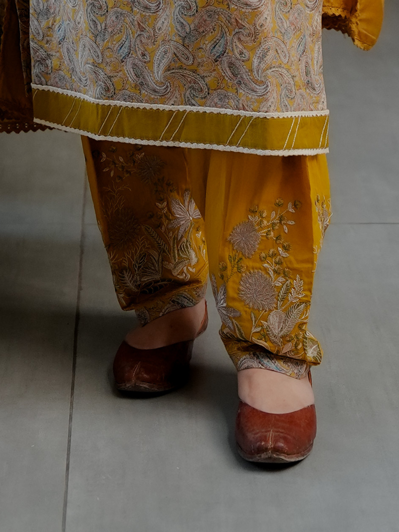 Mustard Digital Printed Unstitched Suit Set