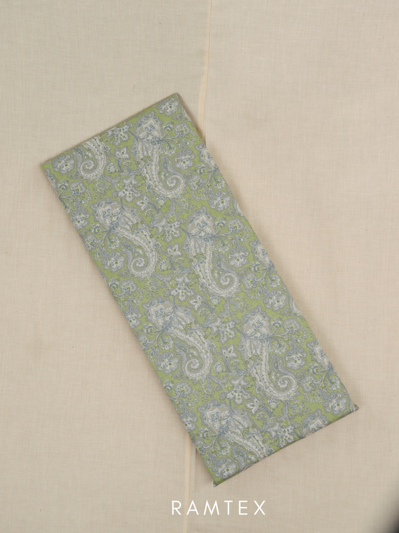 Green All-Over Printed Unstitched Suit 2 Pc set