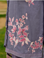 Mauve Cotton Printed Handwork Unstitched Suit Set
