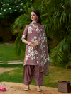 Dusky Pink Cotton Printed Handwork Unstitched Suit Set