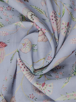 Steel Grey All-Over Printed Unstitched Suit 2 Pc set