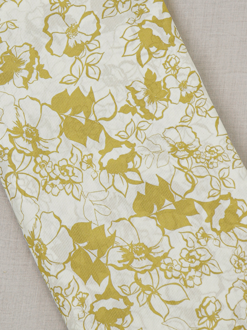 Mustard All-Over Printed Unstitched Suit 2 Pc set