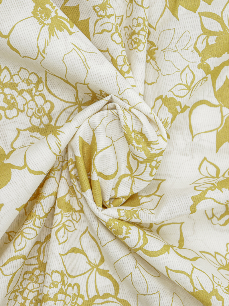 Mustard All-Over Printed Unstitched Suit 2 Pc set