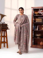 Grey Handwork Unstitched Suit Set