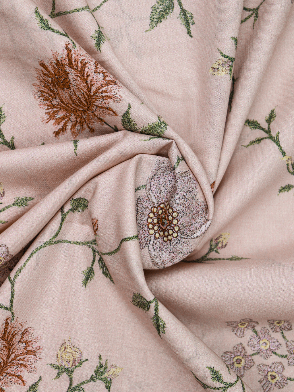 Pastel Peach Matching Printed Unstitched Suit 2 Pc Set