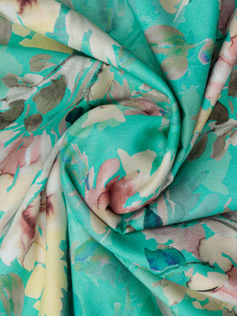 Aquamarine Matching Printed Unstitched Suit 2 Pc Set