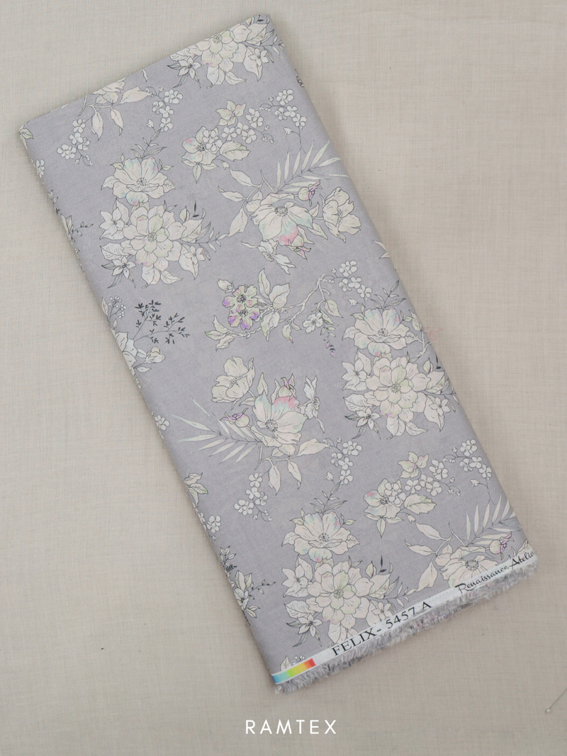 Grey All-Over Printed Unstitched Suit 2 Pc set