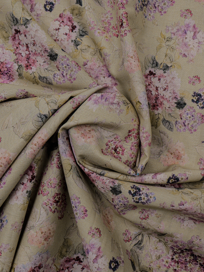 Beige Matching Printed Unstitched Suit 2 Pc set
