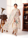 Organza Printed Handwork Unstitched Suit Set