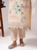 Organza Printed Handwork Unstitched Suit Set
