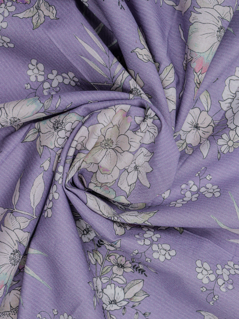 Lilac Matching Printed Unstitched Suit 2 Pc set