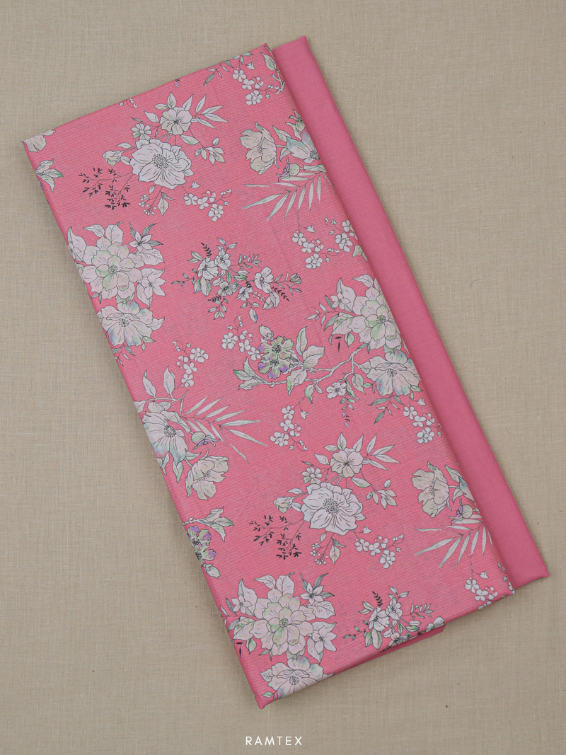 Rose Matching Printed Unstitched Suit 2 Pc set