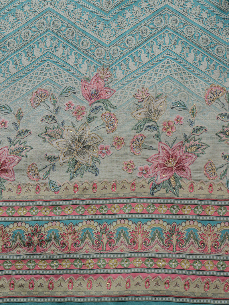 Sea-Green Embroidered Unstitched Suit Set