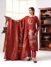 Silk Printed Hand Embroidery Unstitched Suit Set