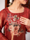 Silk Printed Hand Embroidery Unstitched Suit Set