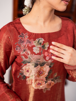 Silk Printed Hand Embroidery Unstitched Suit Set