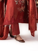 Silk Printed Hand Embroidery Unstitched Suit Set